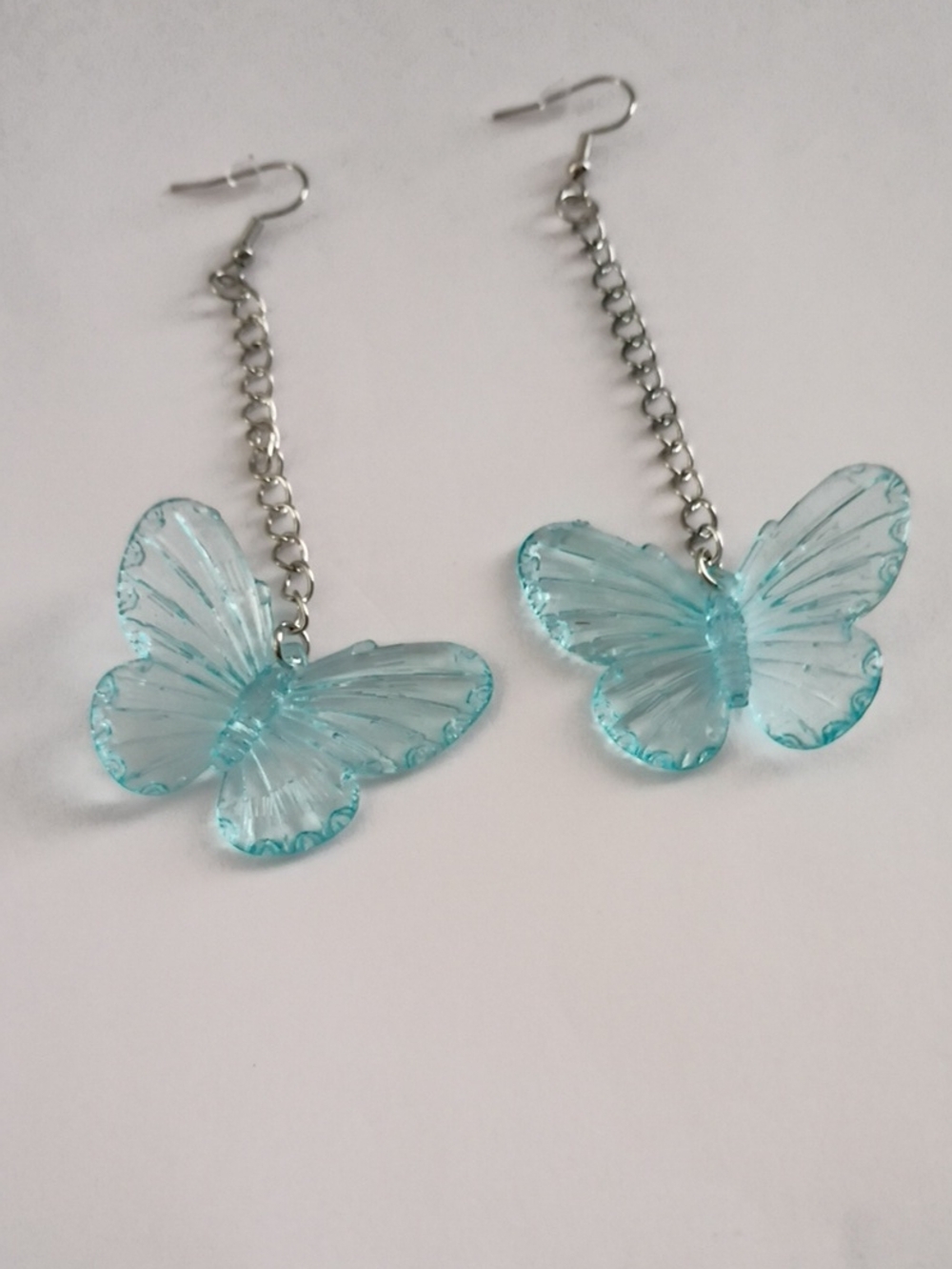 Aqua Butterfly Chain Drop Earrings for Women